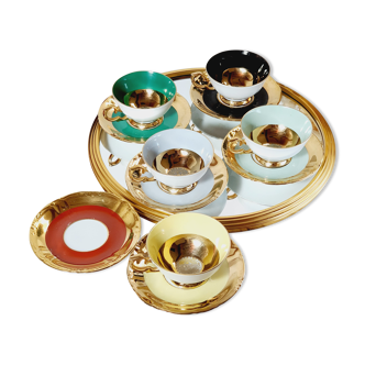 Ensemble de 5 tasses et 6 sous tasses en porcelaine kahla