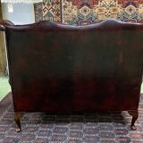 Chesterfield 2-seater leather-eared sofa from the 80s