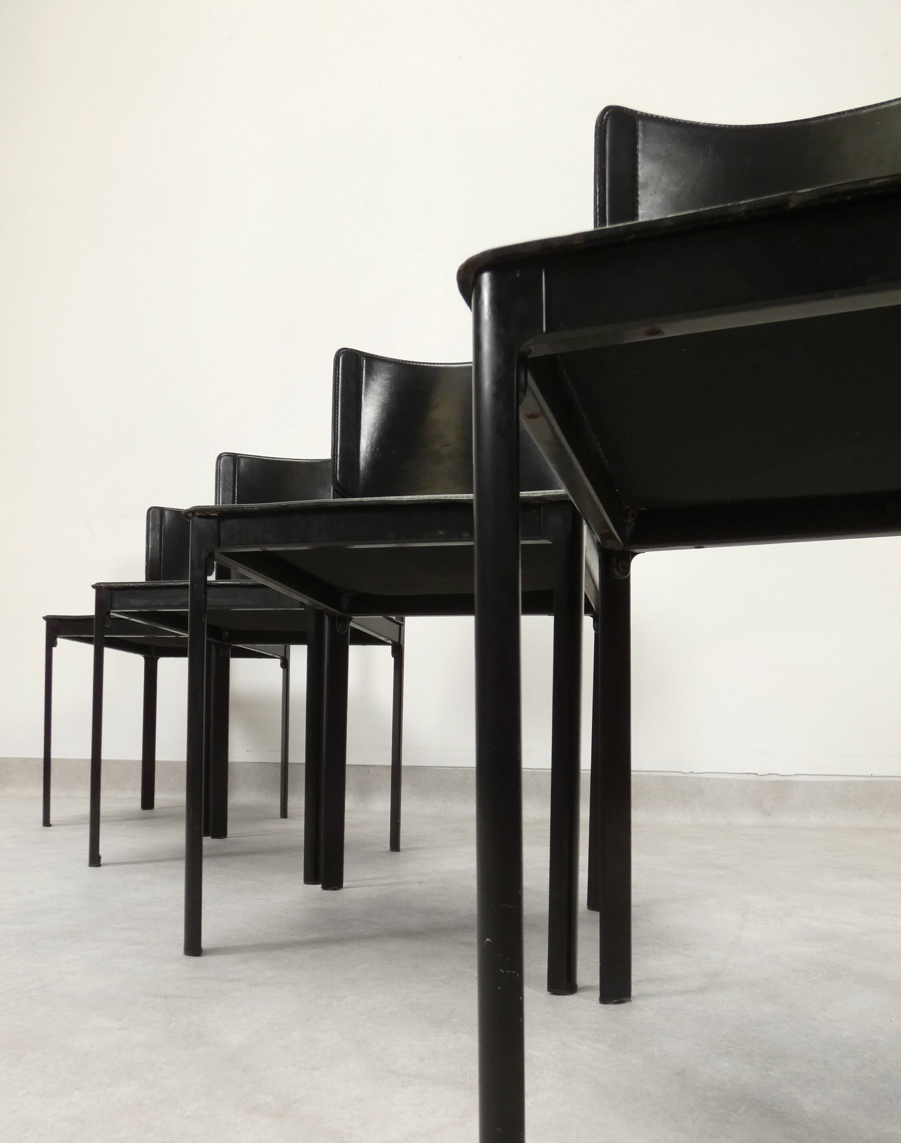 Matteo Grassi black leather dining chairs