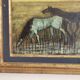 Tableau Huile sur Panneau école de Barbizon - Chevaux au pré Signé Lucien V