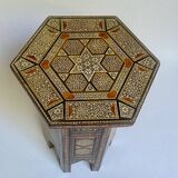 Oriental pedestal table (Syria) in micromozaic (bone, mother-of-pearl)