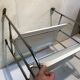 Vintage folding dessert table in chrome metal with enamelled trays.