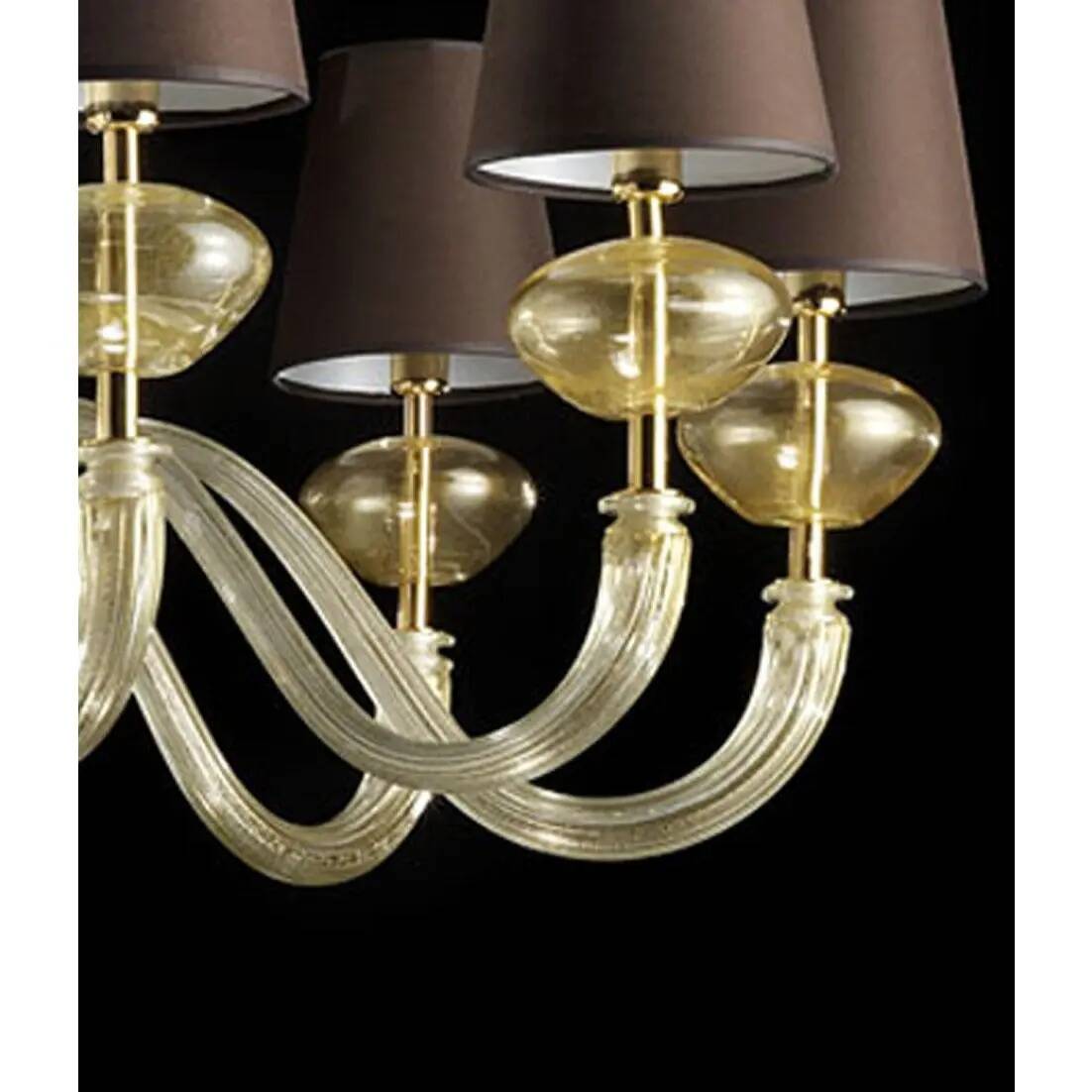 Modern Gold Murano Glass Chandelier in Contemporary Style