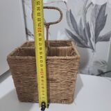 Wicker utensil storage basket