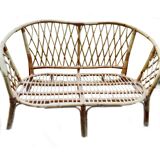 Old wicker rattan armchair