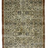 Tapis Oushak Ancien – Ton Ivoire & Motifs Floraux, 198 x 274 cm