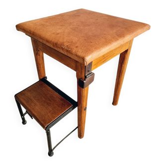 Vintage step stool kitchen step side table foldable