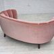 1970s, Danish 2-seater curved sofa, original salmon pink furniture velour.