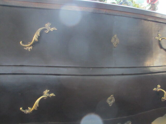 Black curved baroque chest of drawers Louis XV style
