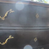 Black curved baroque chest of drawers Louis XV style