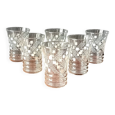 6 verres 11 cl motif géométriques blancs vintage 1950 France