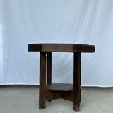 Pedestal table or small octagonal side table quadripod base with modernist spacer