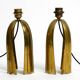 Pair of large extraordinary heavy Mid Century brass table lamps