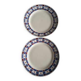 2 Assiettes Plates en faïence Vincennes VF Paris