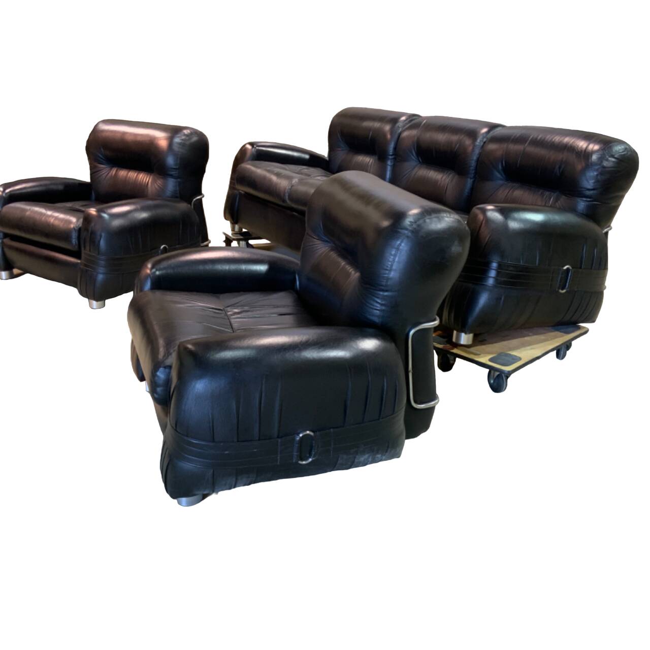 3 Room Living Room, Italy 1970/80 Black “adriano Piazessi”