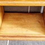 Low solid oak shelf, brutalist style, 60s