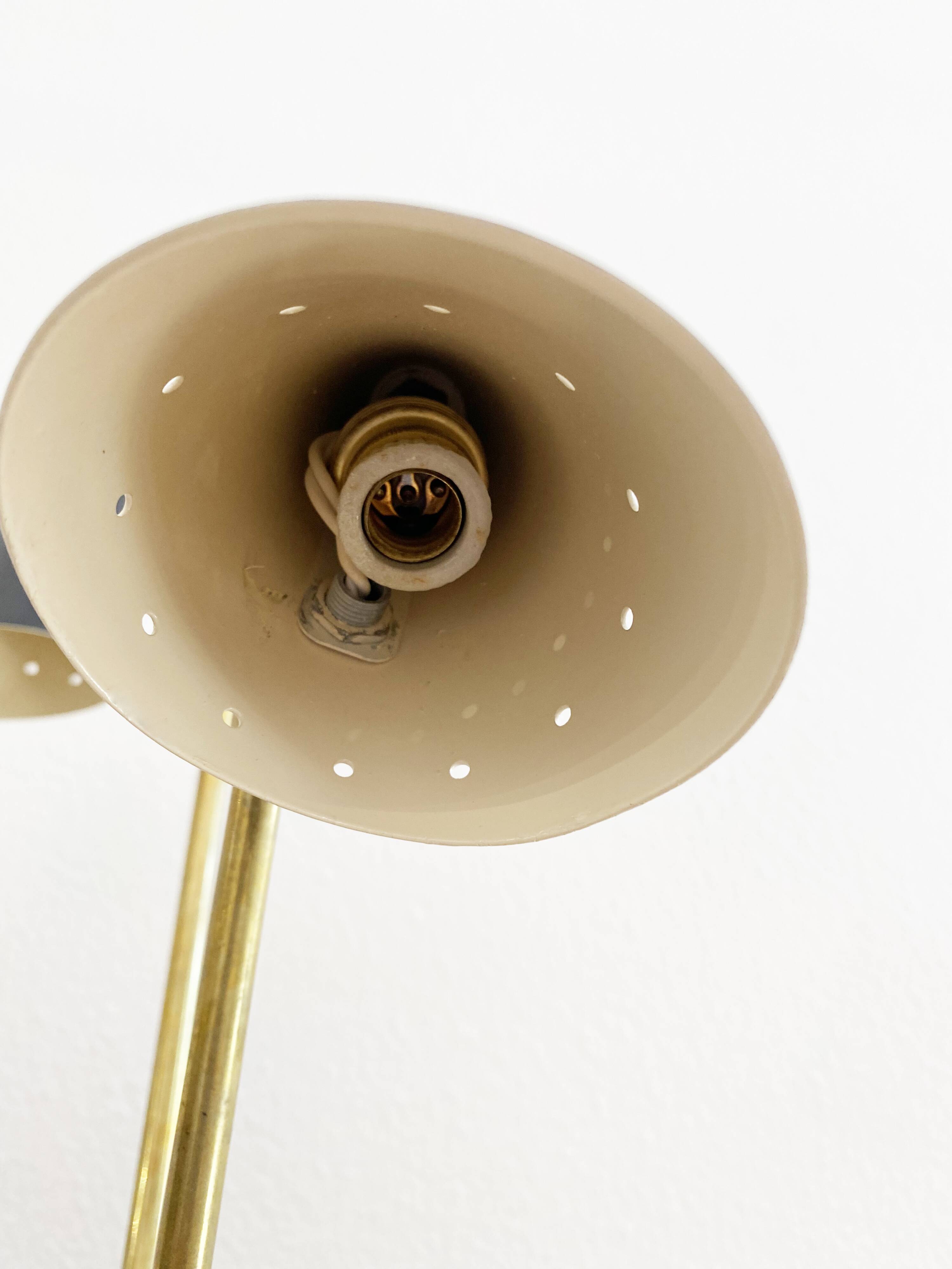 Italian three-headed brass lamp, 50s design