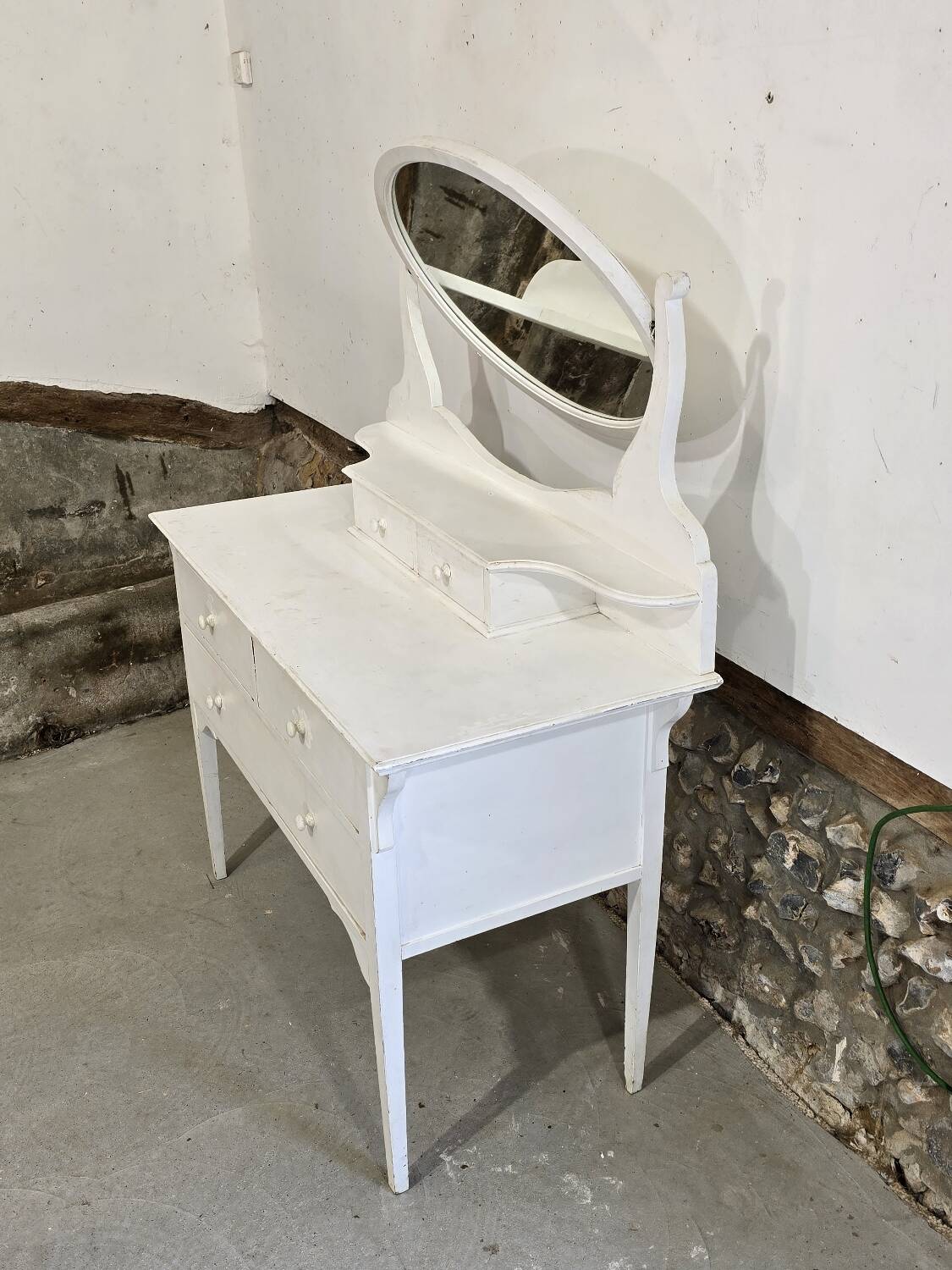 Antique 5-drawer dressing table with swivel mirror