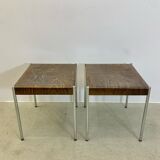 Pair of Swiss square design stools 1980s