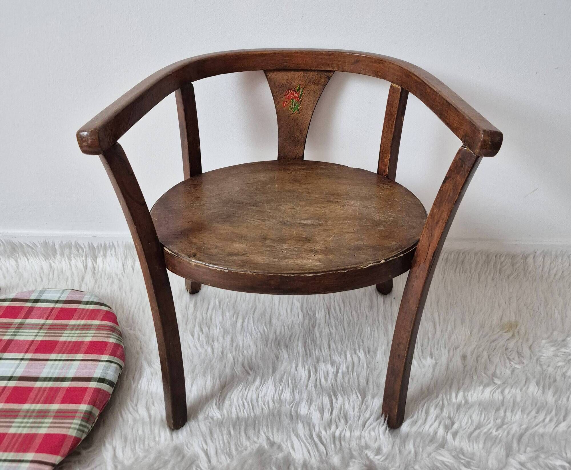 Vintage 1960s  turned wooden children's armchair