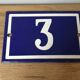 Enamelled plaque street number 3