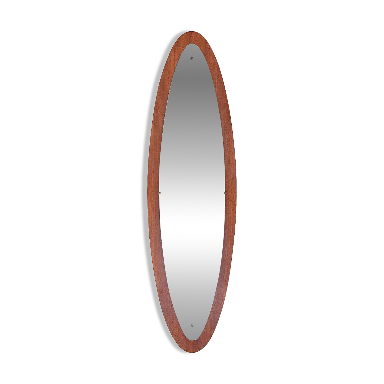 Oval wall mirror in teak, 1960s