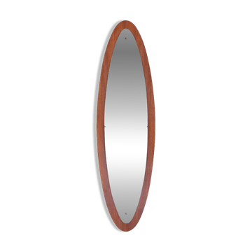 Oval wall mirror in teak, 1960s