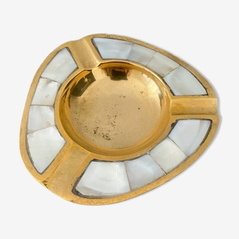 Ashtray in mother-of-pearl and brass