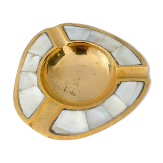 Ashtray in mother-of-pearl and brass