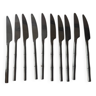Set of 10 vintage knives – bamboo effect