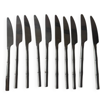 Set of 10 vintage knives – bamboo effect