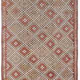 Green & Red Details Vintage Kilim Rug, Oushak Area Rug, 233x300Cm