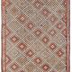 Green & Red Details Vintage Kilim Rug, Oushak Area Rug, 233x300Cm