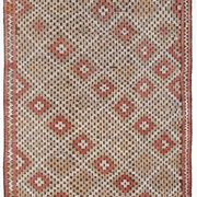 Green & Red Details Vintage Kilim Rug, Oushak Area Rug, 233x300Cm