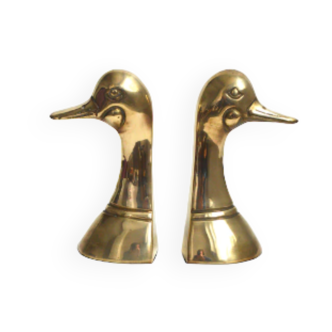 Pair of brass duck bookends