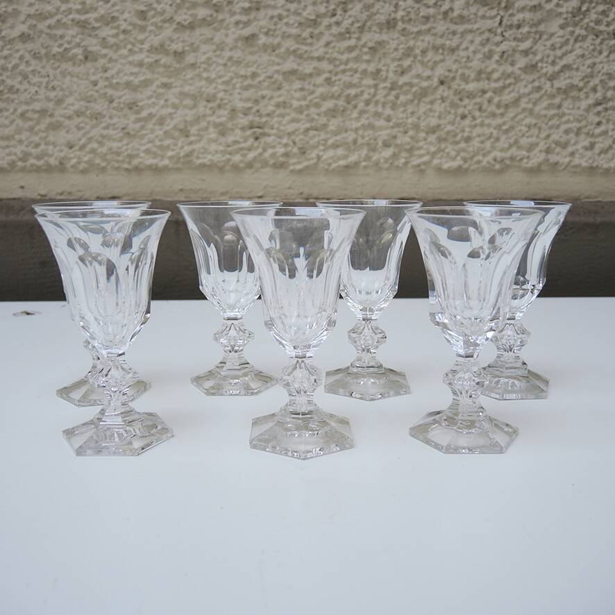 7 Metternich Style Crystal Digestif Glasses H 11 cm