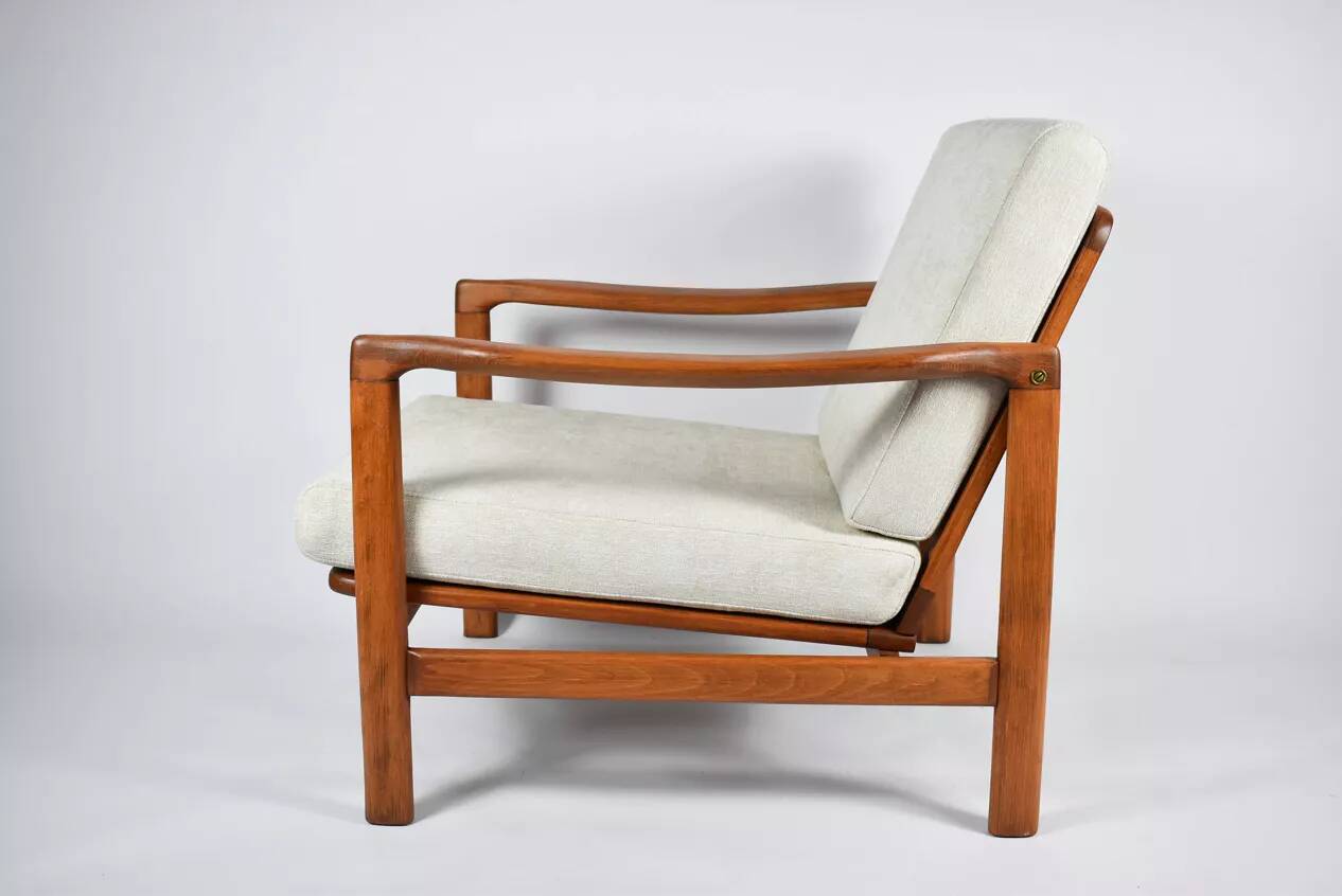 Fauteuil scandinave original Baczyk, années 1960, rénovation, teck.
