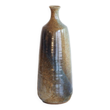 Vase ou bouteille en grès émaillé signé Hélène