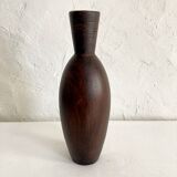 Ceramic vase painted brown (wood effect), elongated model
