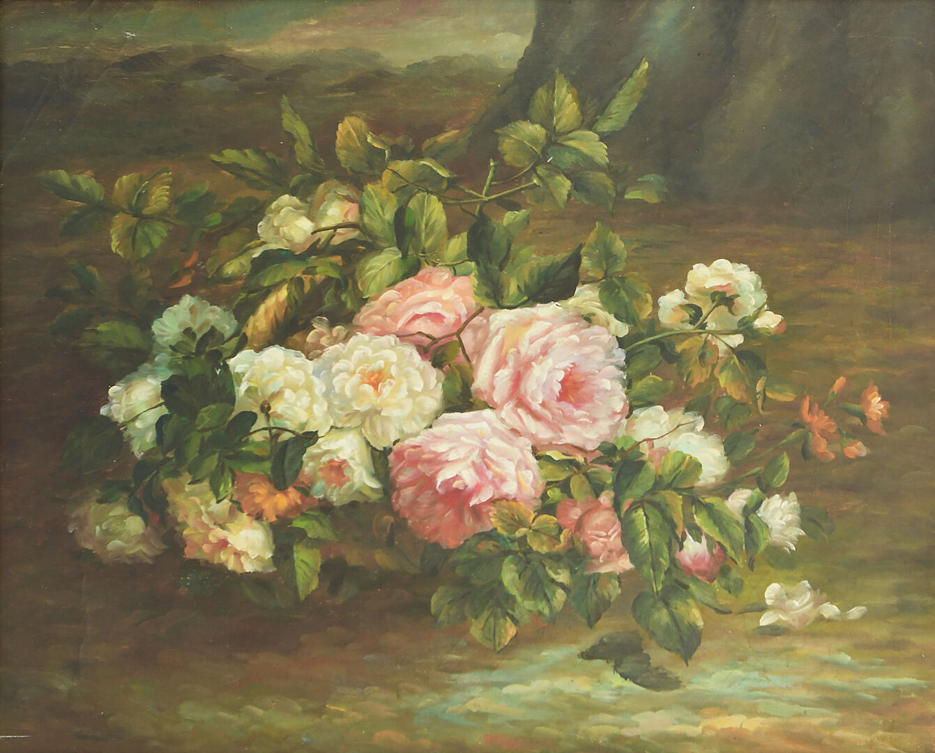 Oil on canvas Throwing flowers