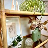 Rattan and glass shelf
