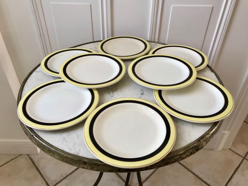 Set of 9 dessert plates salins "texas" 50s