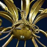Golden suspension, 3 branches, wheat cob decoration.