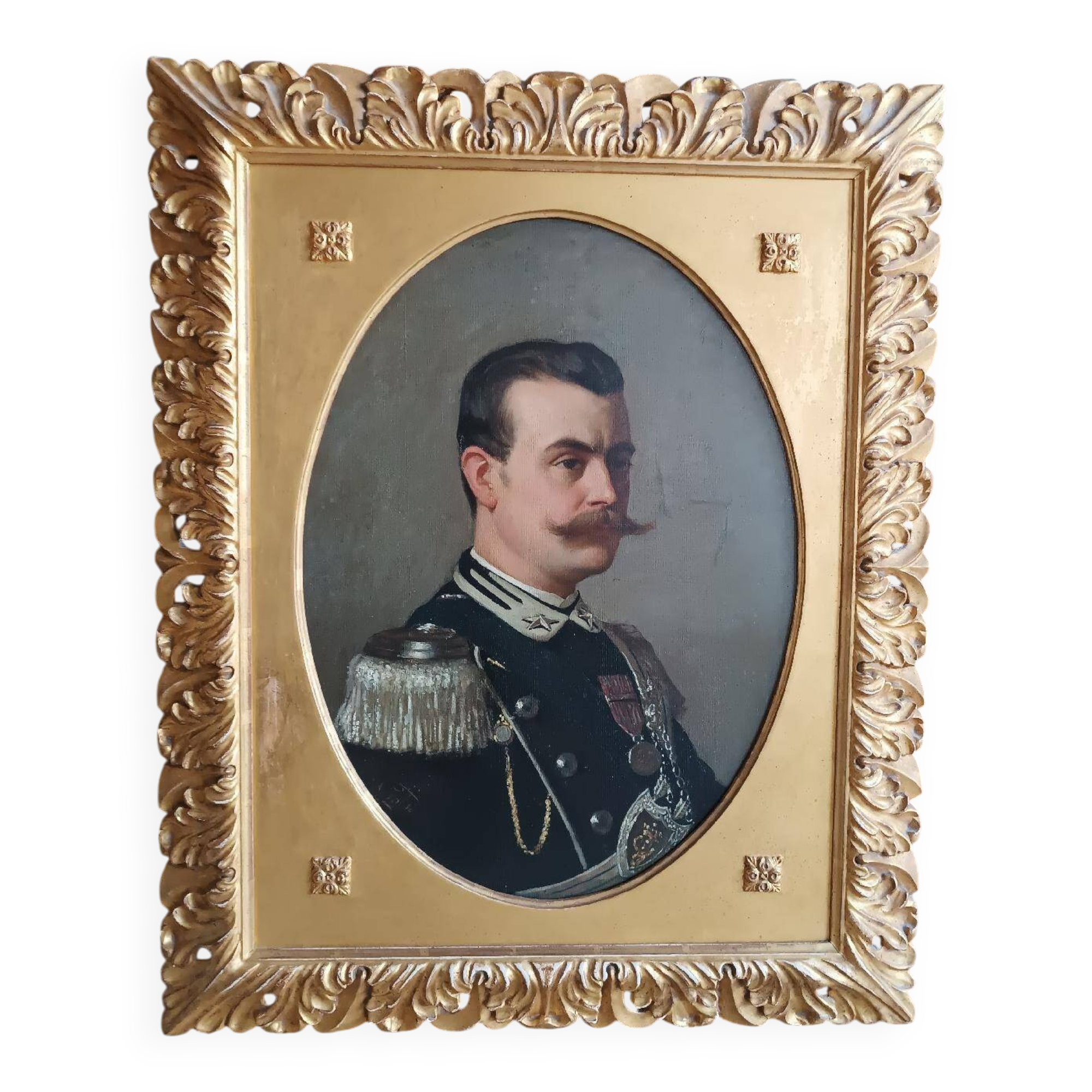 Antique painting portrait of a military gentleman, Arturo FALDI (Florence 1856-1911)
