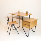 Wooden school desk and chair