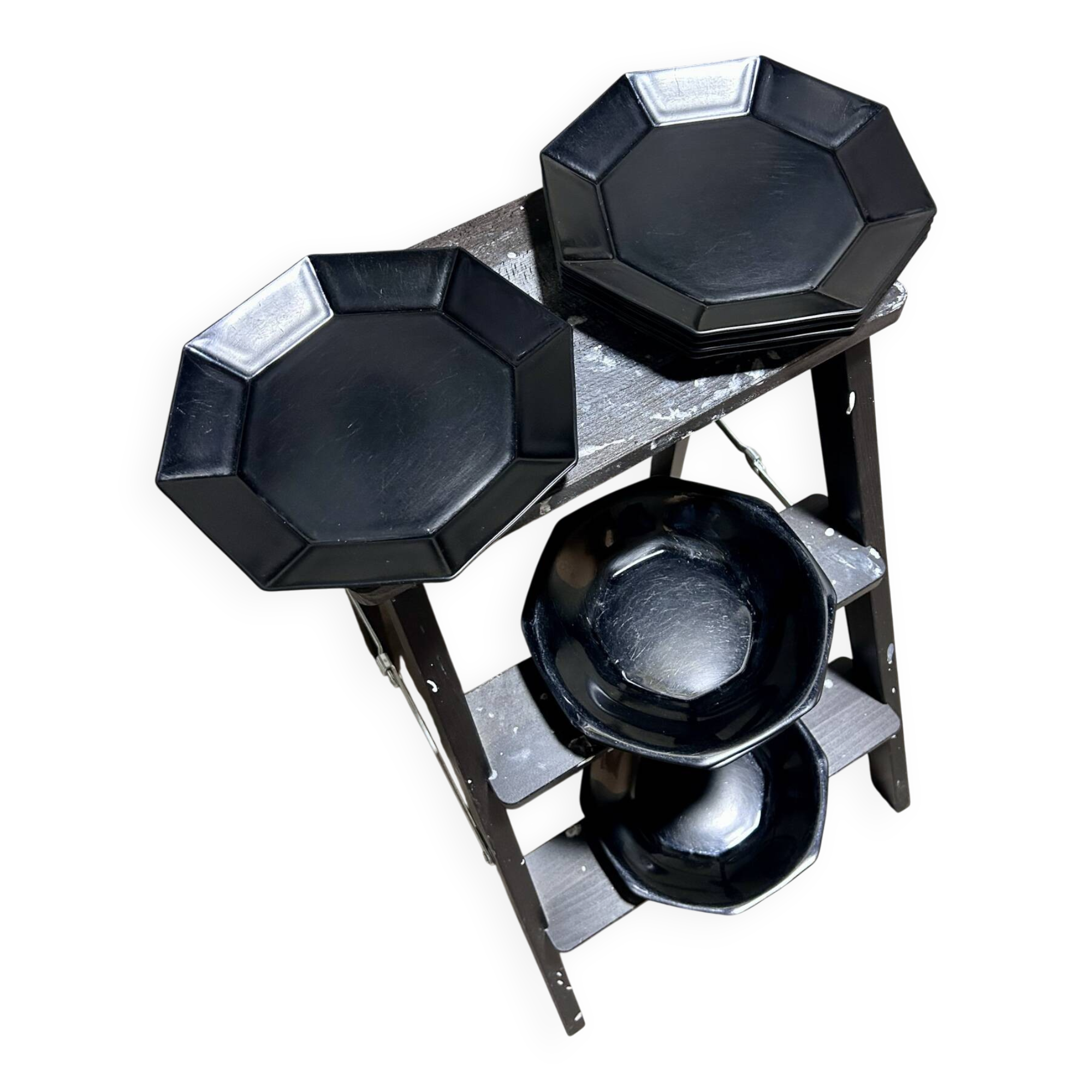 Vintage black Arcoroc plates
