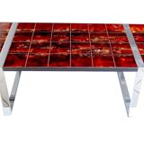 Large Chrome Ceramic Side Table