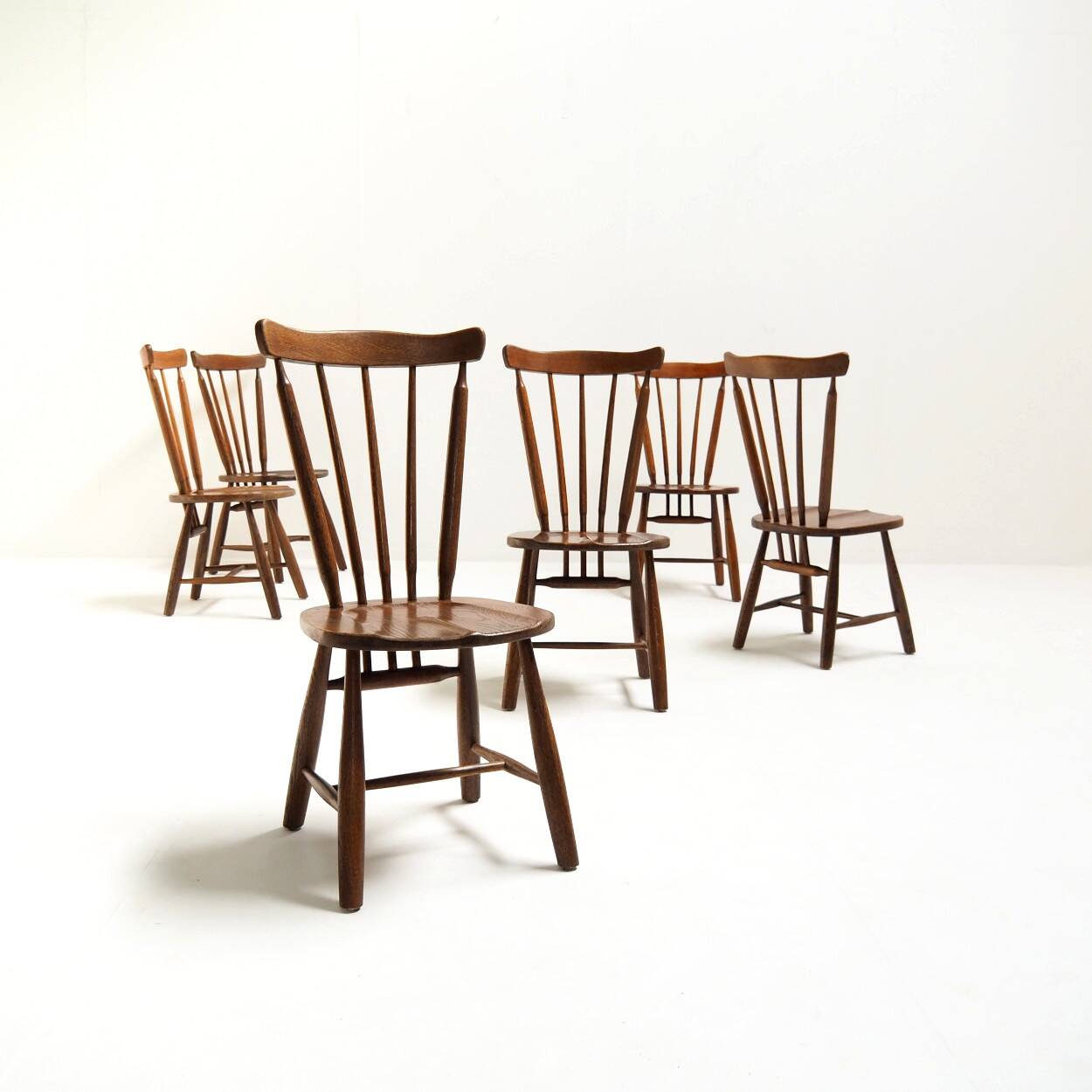 Set of 6 Vintage Chairs in the Japandi Brutalist Style