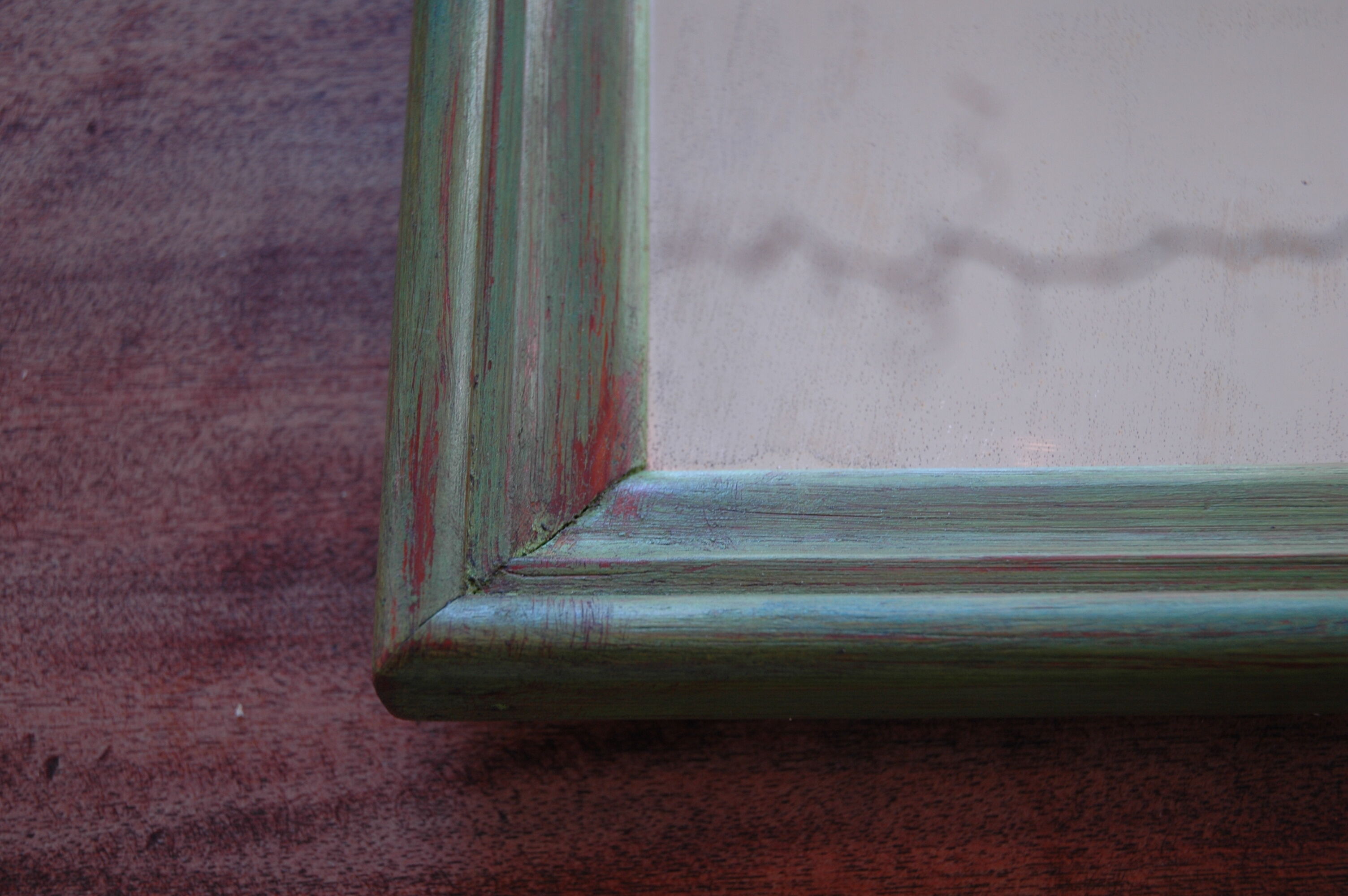 Mirror old wood green 28x34cm