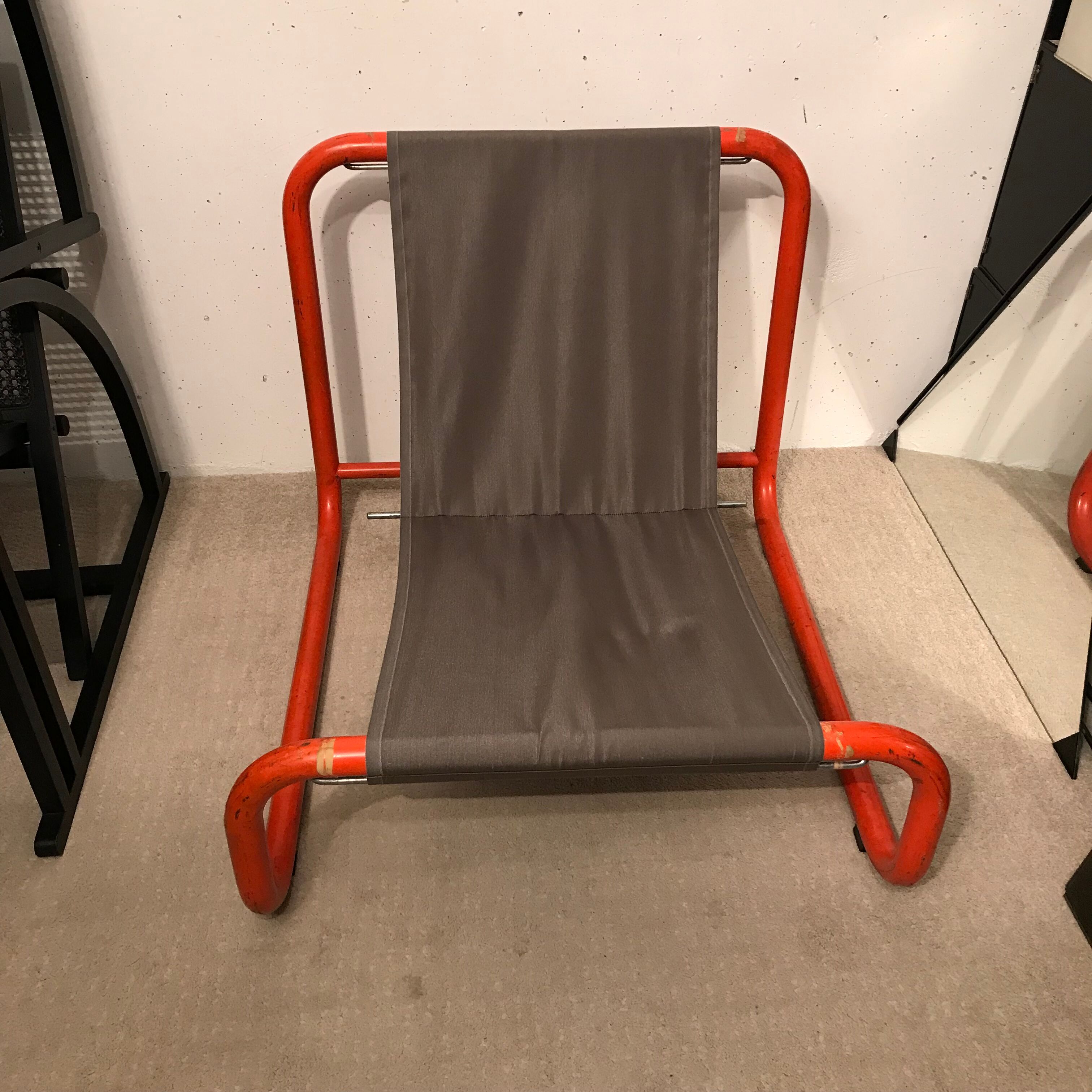Tubular metal armchair and canvas, 1970